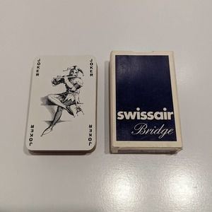 Swissair Vintage Airline Deck of Cards, Bridge Dark Blue & White